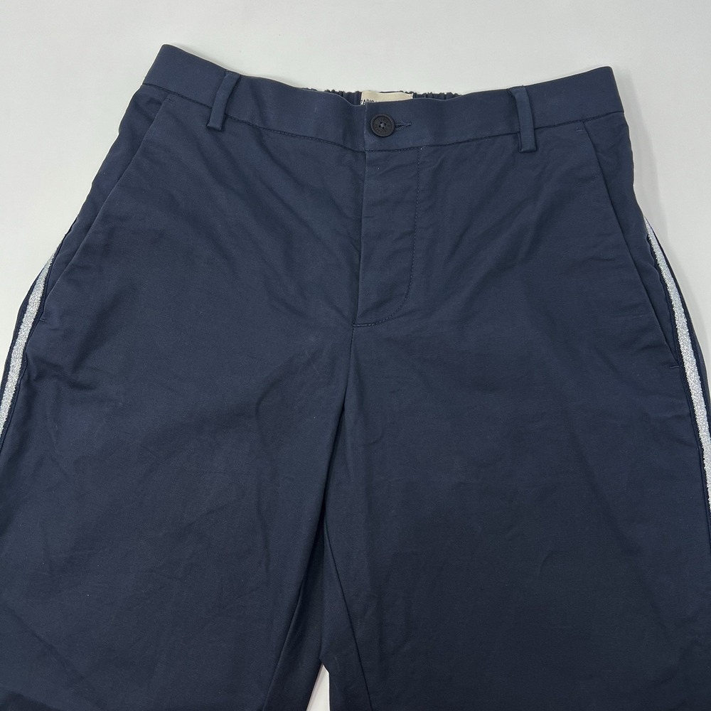 Zadig & Voltaire Pomelo Pant Size 36 Navy Silver Glitter Side Ankle Trouser